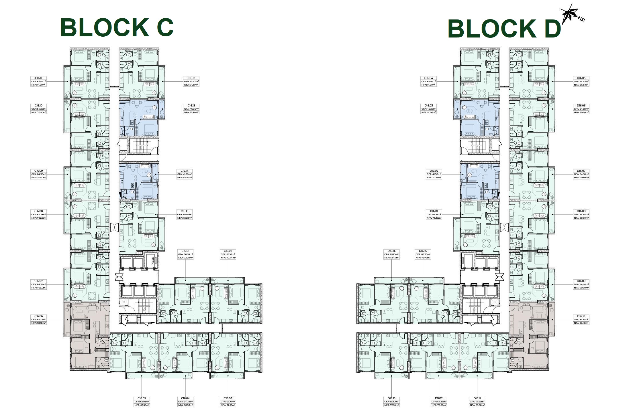 Mặt bằng tầng điển hình Block C Block D dự án Anderson Park Bình Dương